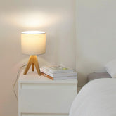 Small Wooden Tripod Table Lamp