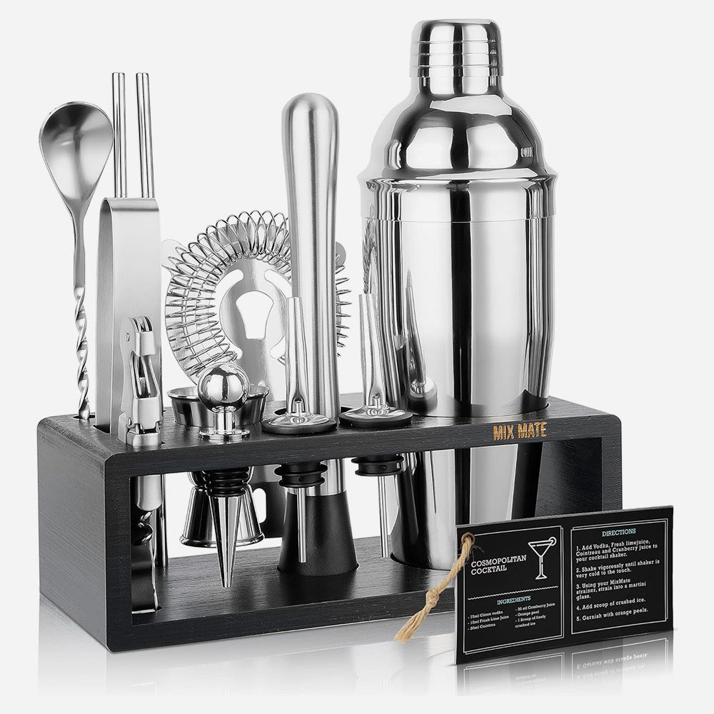 Professional Bar Tool Set - 15 Pcs Bartender Kit with Stand