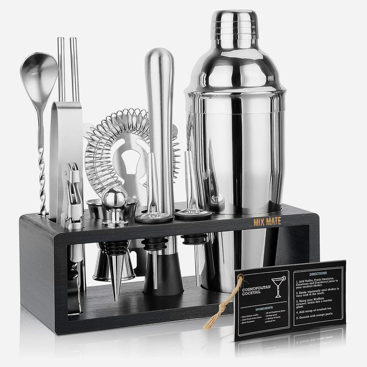 Professional Bar Tool Set - 15 Pcs Bartender Kit with Stand