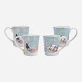 Nordic Village Ceramic Mugs Set of 4