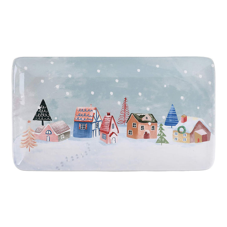 Nordic Village Ceramic Serving Platter Set of 2