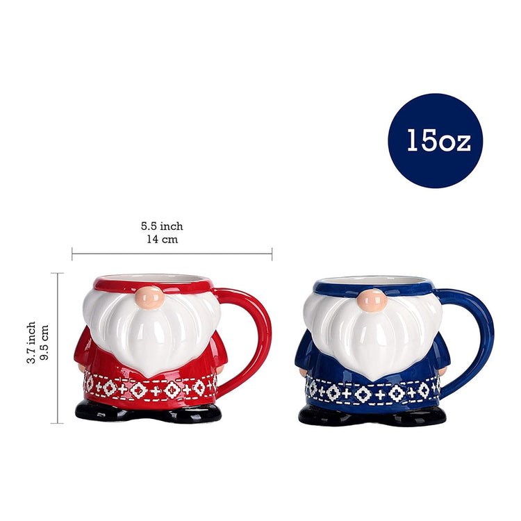 Ceramic Christmas Gnome Mugs Set