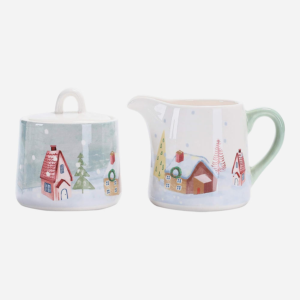 Nordic Village Ceramic Sugar and Cream Set