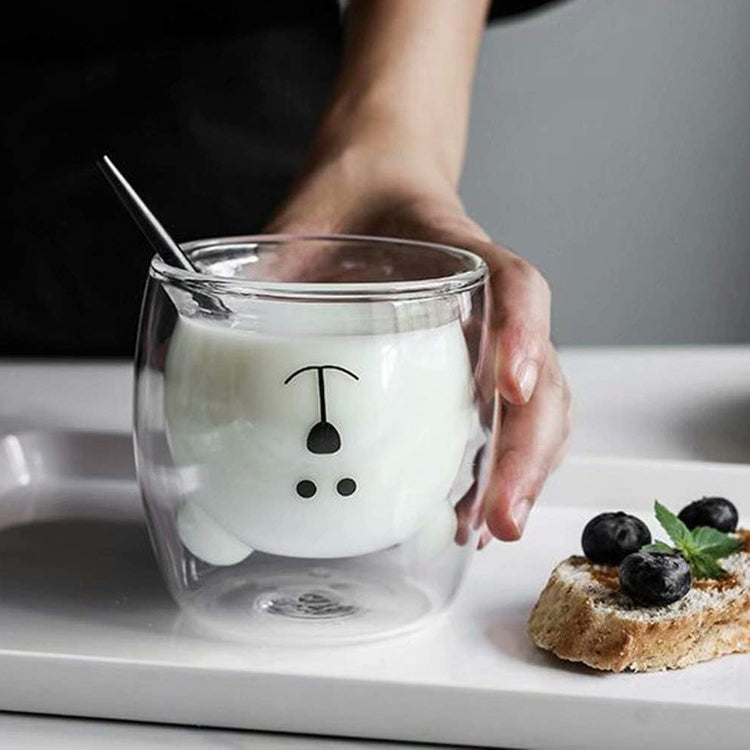 Cute Bear Double Wall Glass Mug
