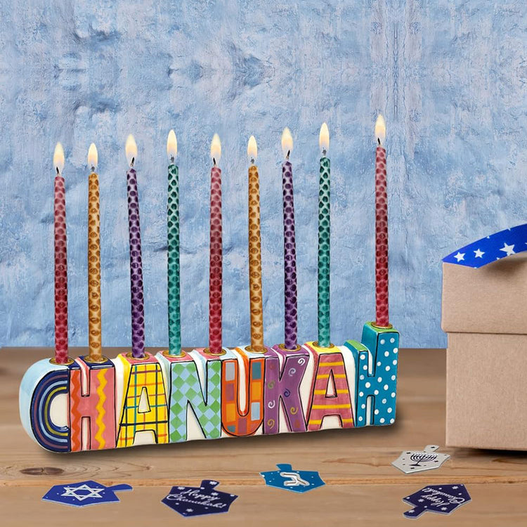 Chanukah Colorful Ceramic Menorah