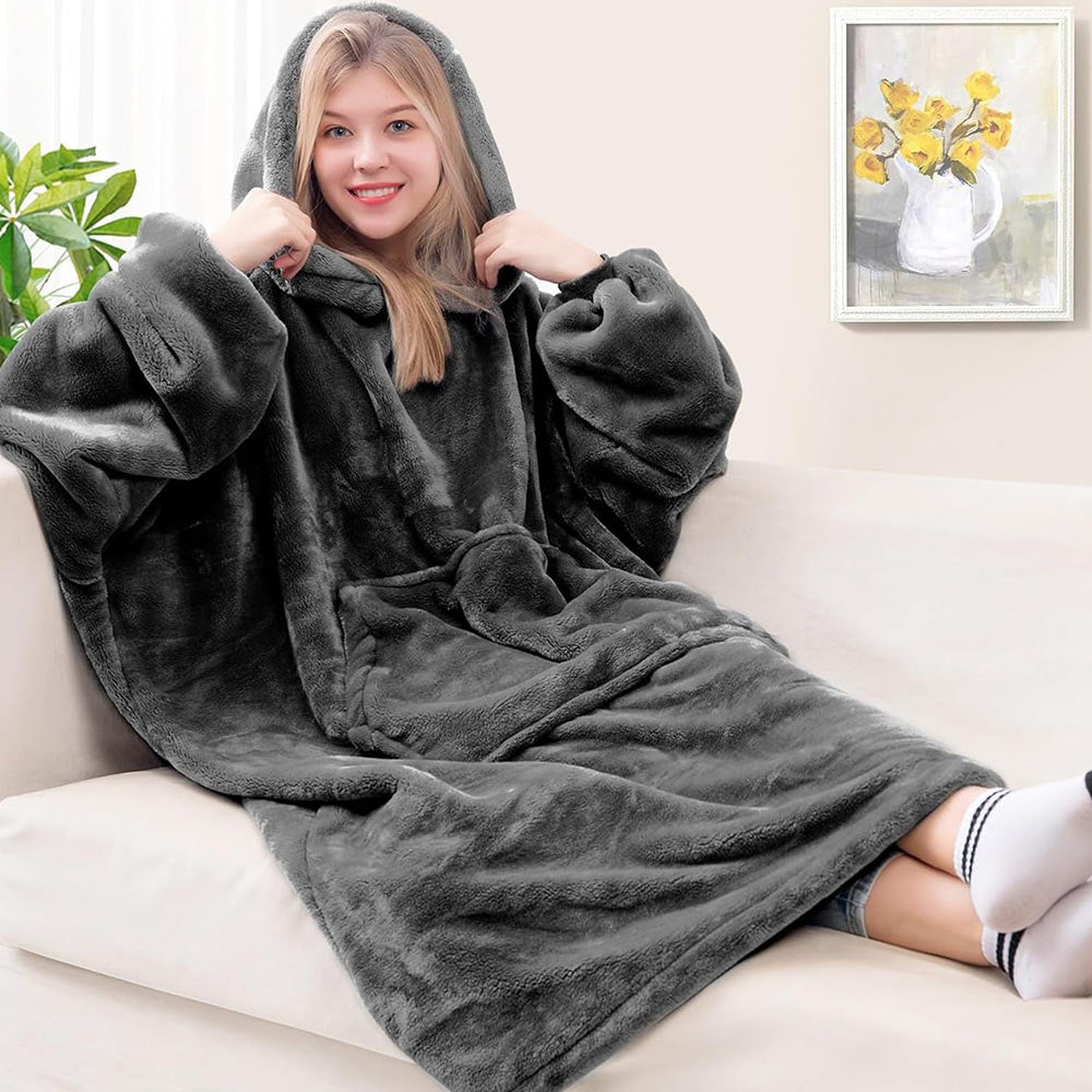 Cozy Giant Flannel Blanket Hoodie – Animi Causa