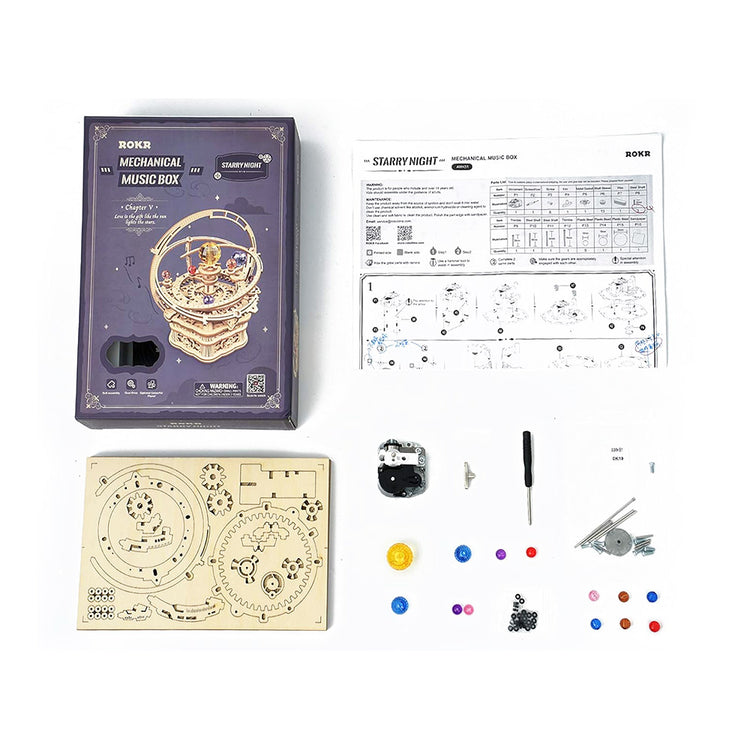 Starry Night 3D Wooden Puzzle Music Box