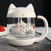 Cat and Fish Glass Mug Tea Infuser