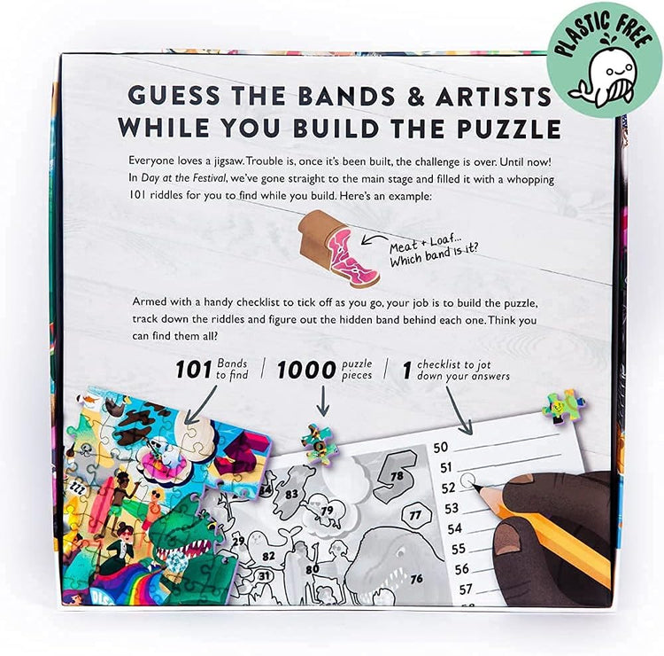 Day at the Festival: Music Jigsaw Puzzle Filled with 101 Music Artists to Find 1000 Pieces