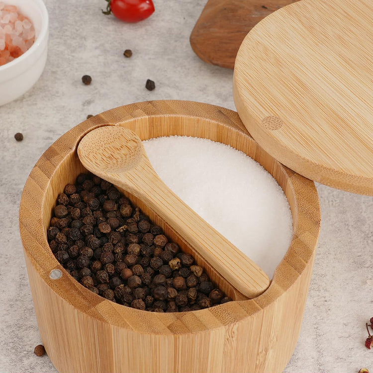 Salt and Pepper Bamboo Bowl With Spoon