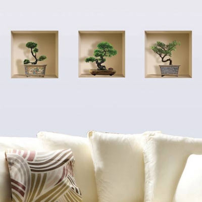 3D Effect Bonsai trees Wall Decal