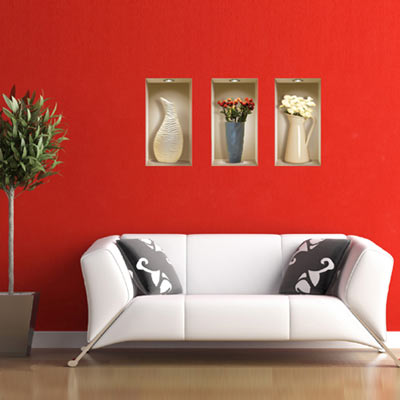 3D Effect Tall Vase Wall Decal