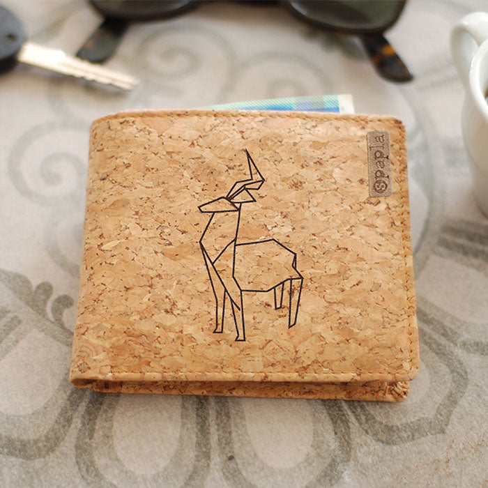 Cork Wallet - Origami Deer