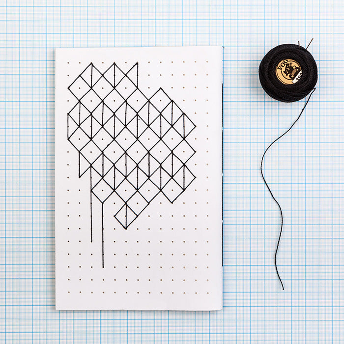 Hand Embroidered A5 notebook - Geometric