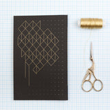 Hand Embroidered A5 notebook - Gold thread
