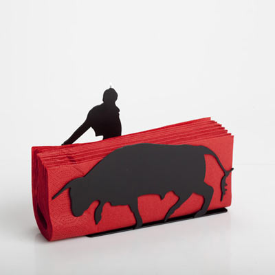 Red napkin holder