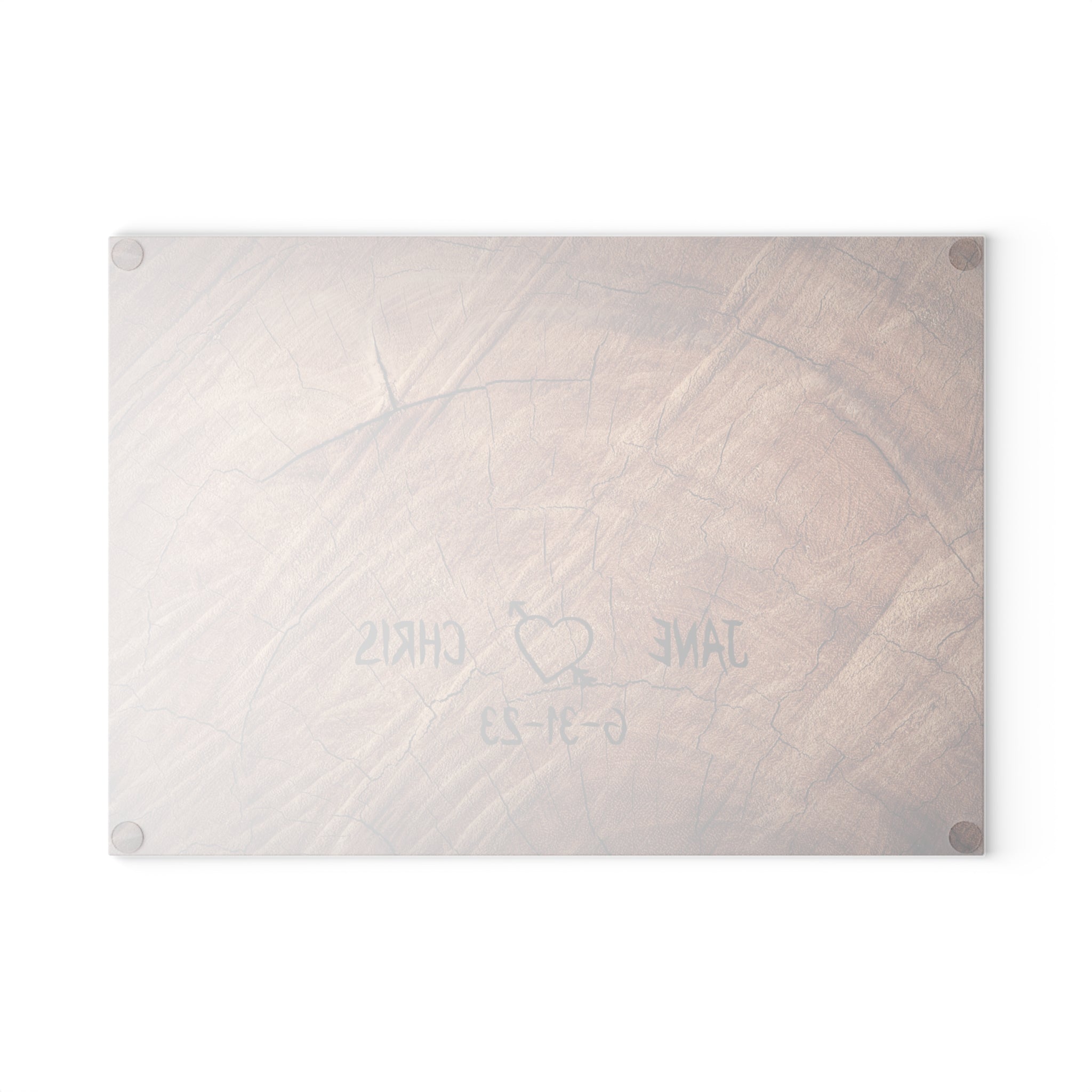 Heart Carved in Tree Personalized Glass Cutting Board