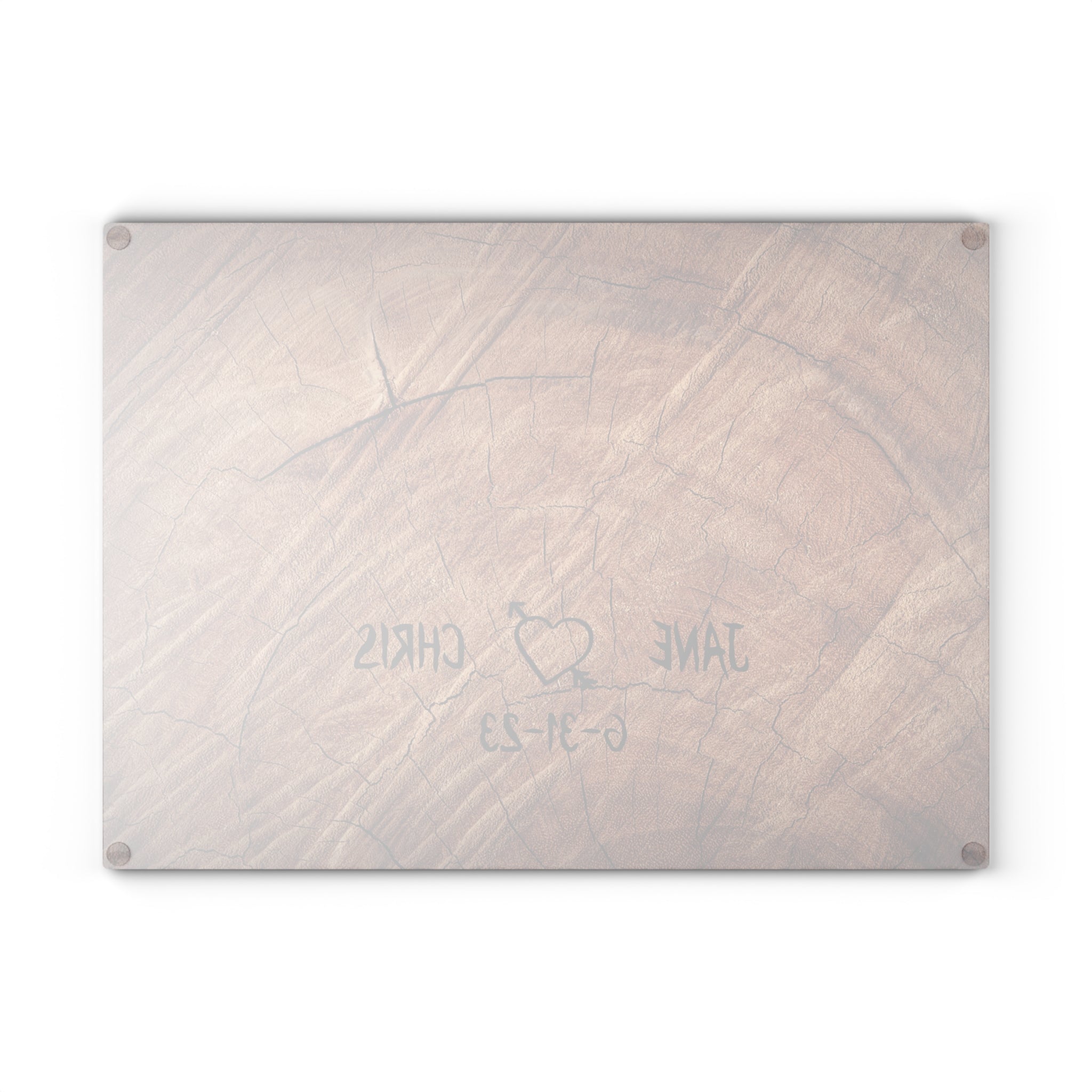 Heart Carved in Tree Personalized Glass Cutting Board