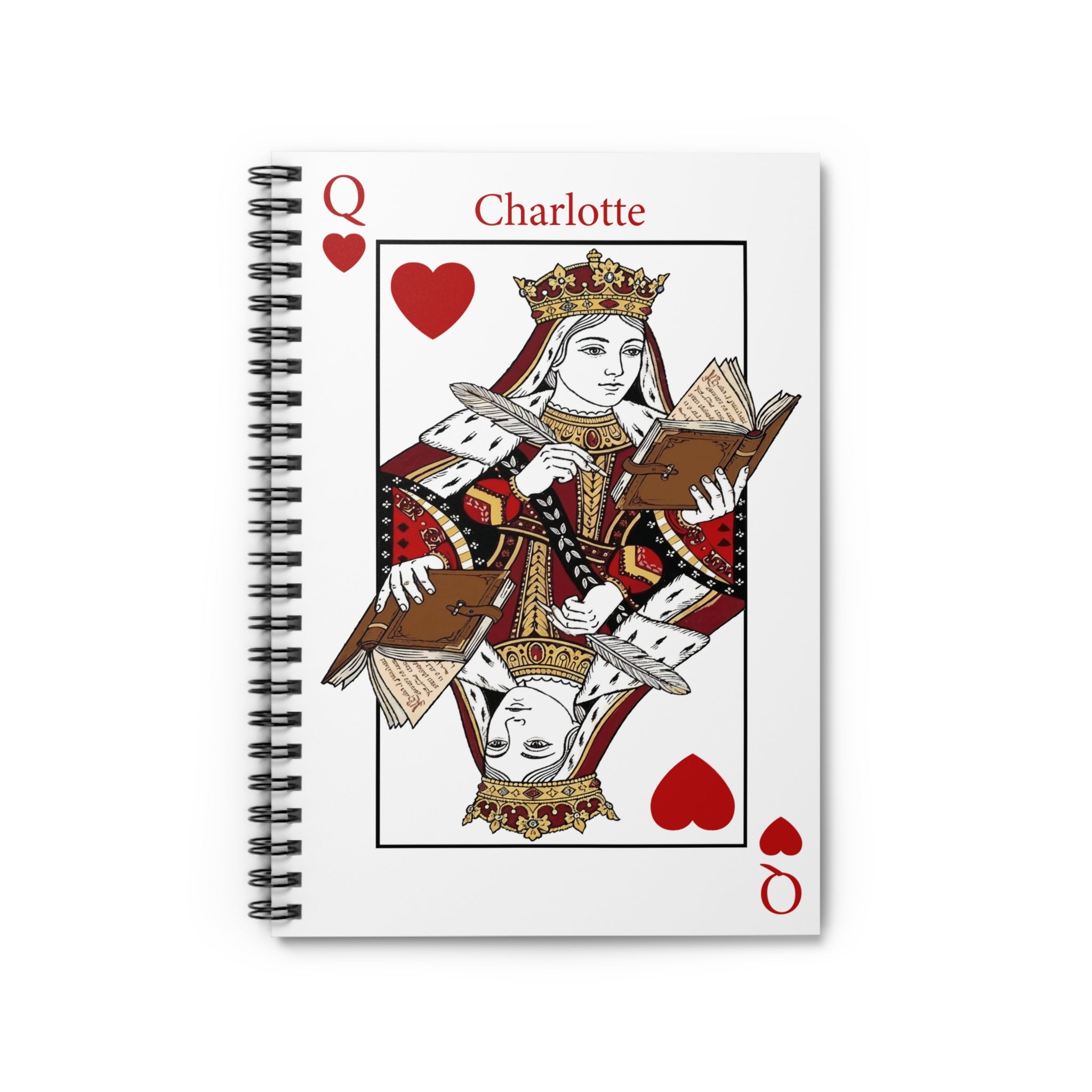 Personalized Queen of Hearts Spiral Notebook
