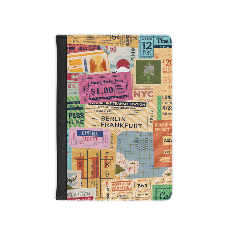 Passport Cover Wallet Vintage Travel Tickets