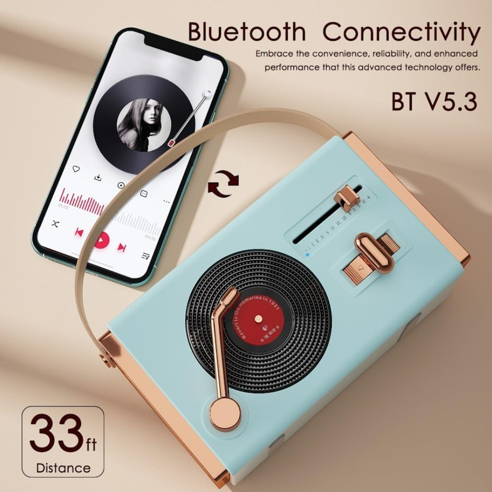 Small Retro Vinyl Record Style Bluetooth Speaker
