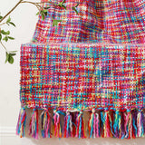 Multicolor Throw Blanket with Tassels