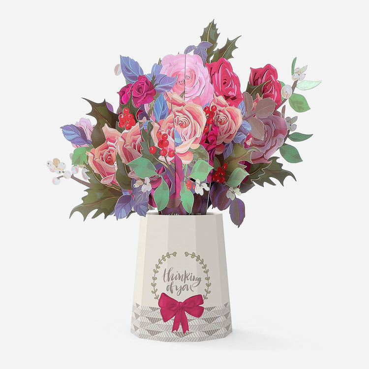 3D Pop up Card Colorful Rose Bouquet
