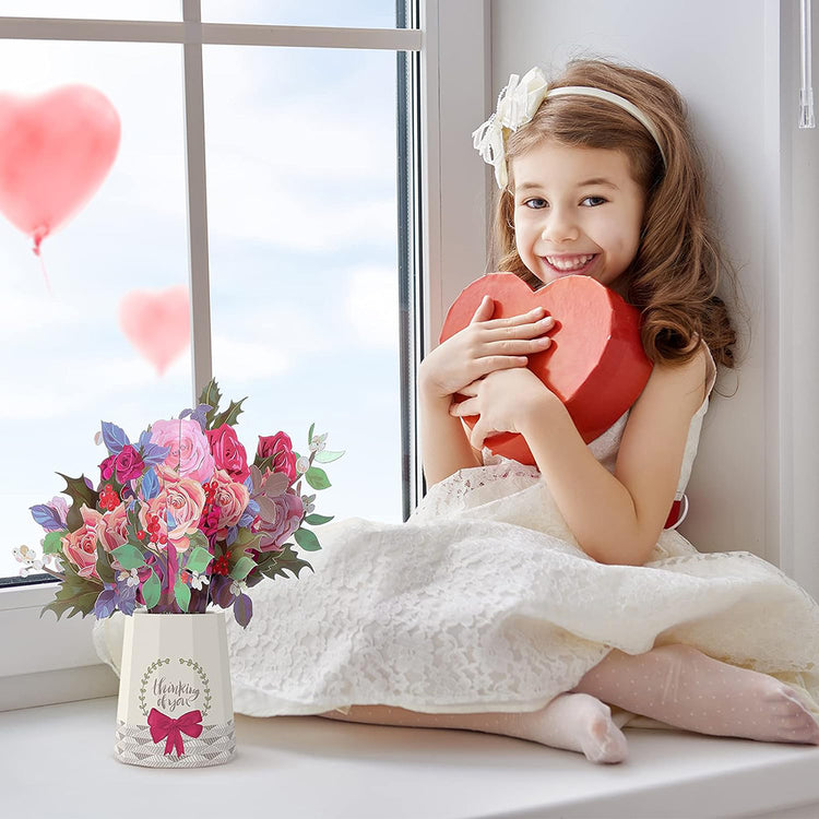 3D Pop up Card Colorful Rose Bouquet