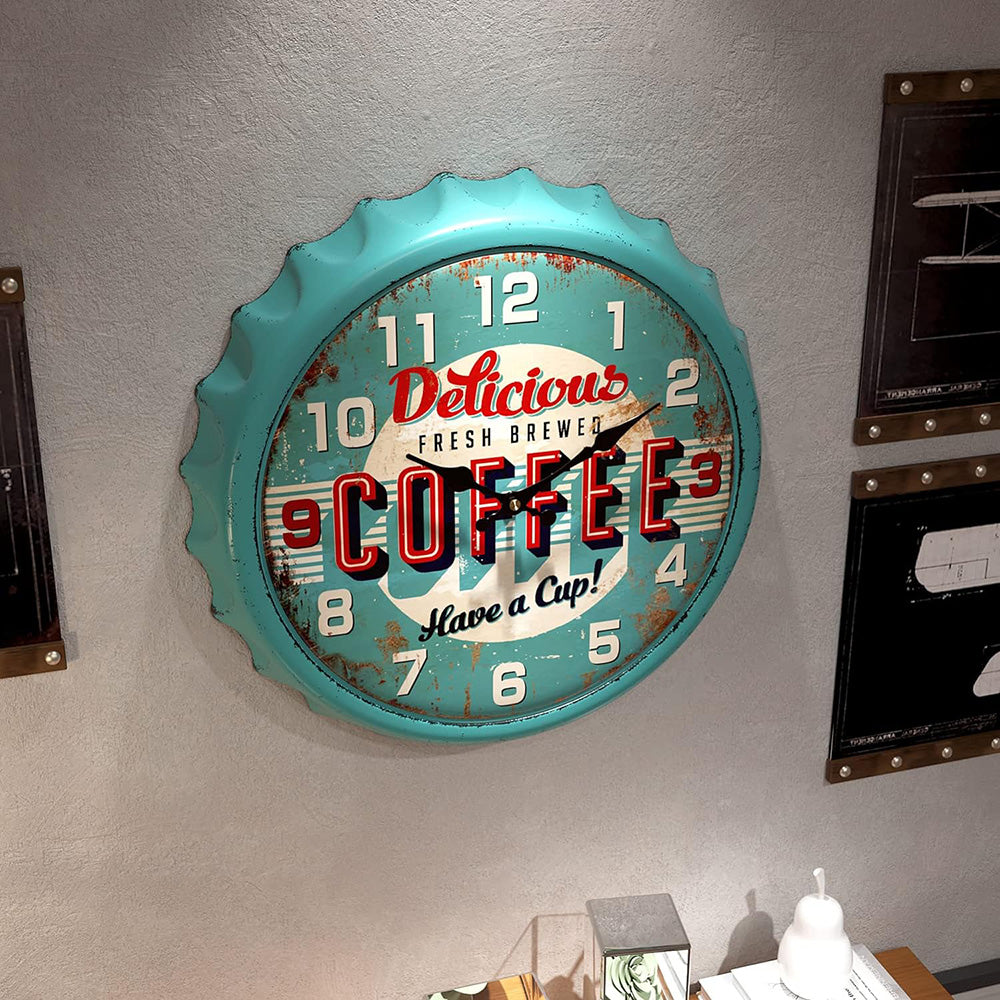Retro Bottle Cap Wall Clock