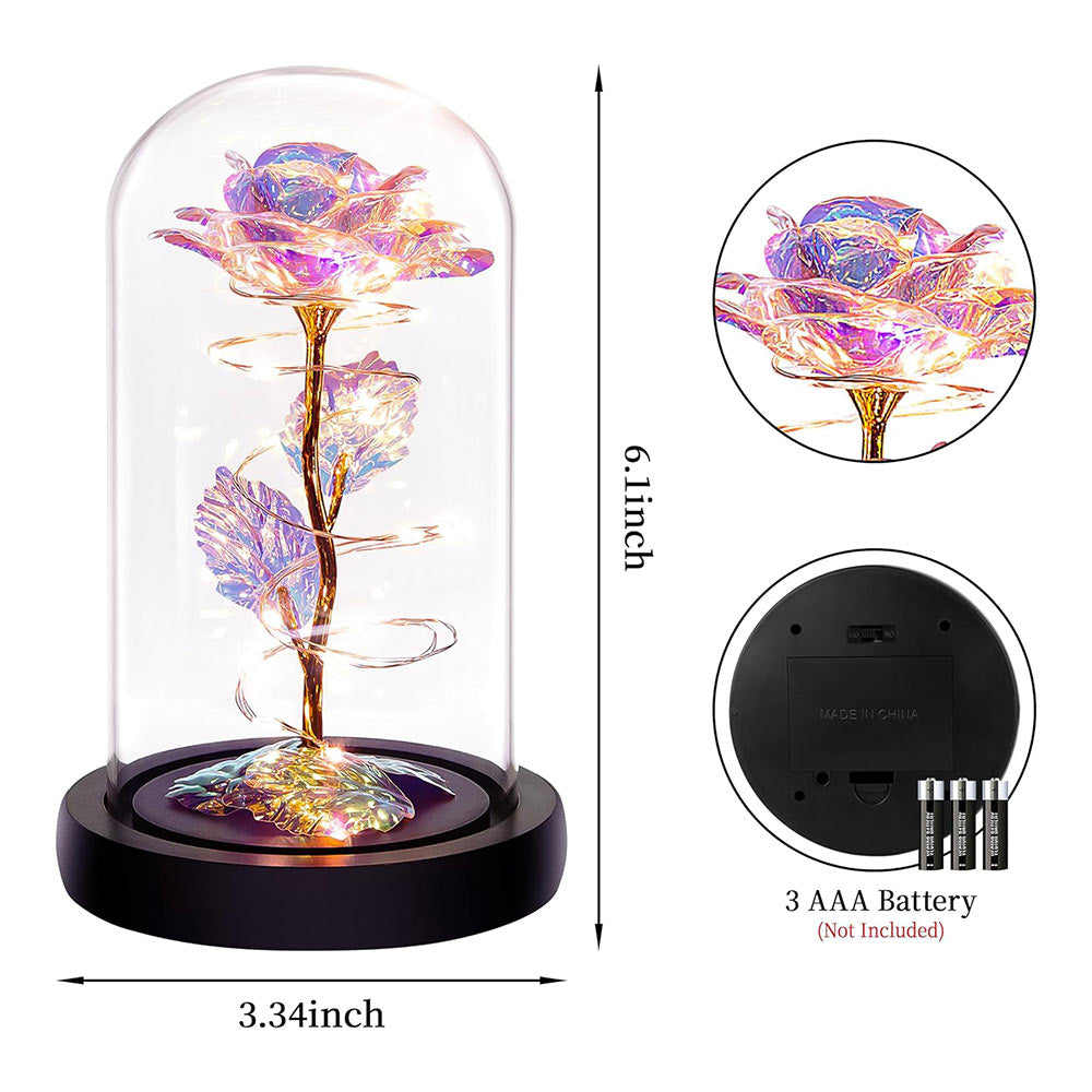 Light up Glass Rose in Glass Dome