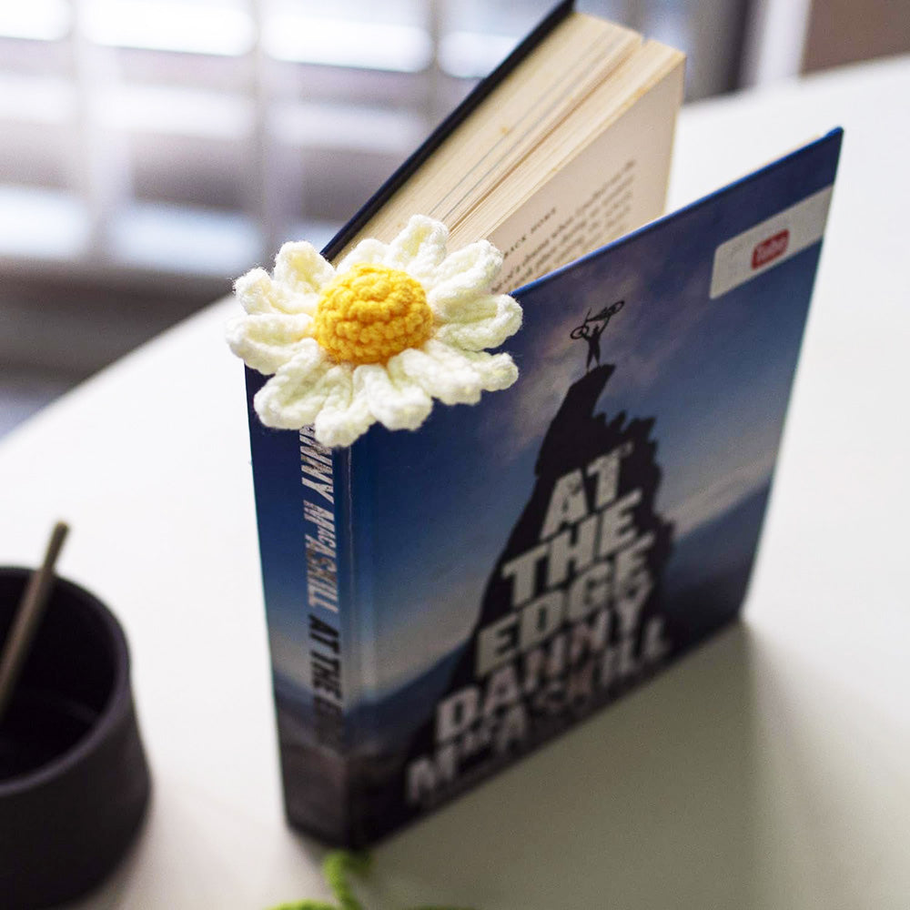 Handmade Knitted Daisy Bookmark