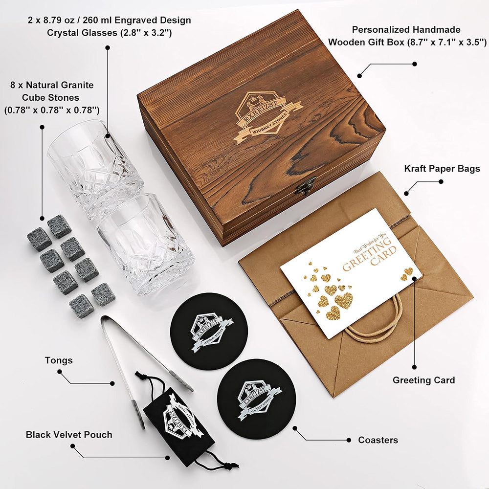 Whisky Stones and Glasses Gift Set