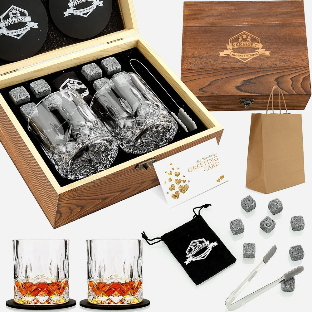 Whisky Stones and Glasses Gift Set