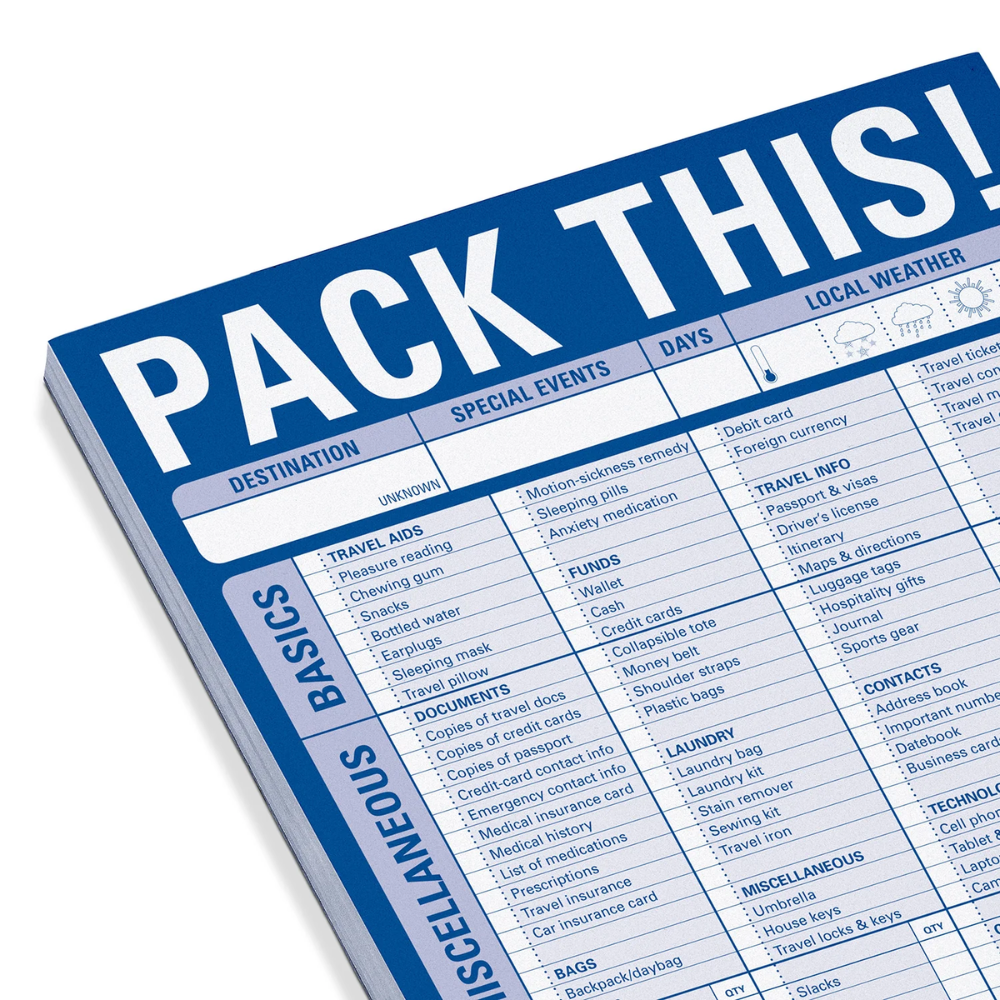 Packthis Pack This! Packing List Notepad – Animi Causa