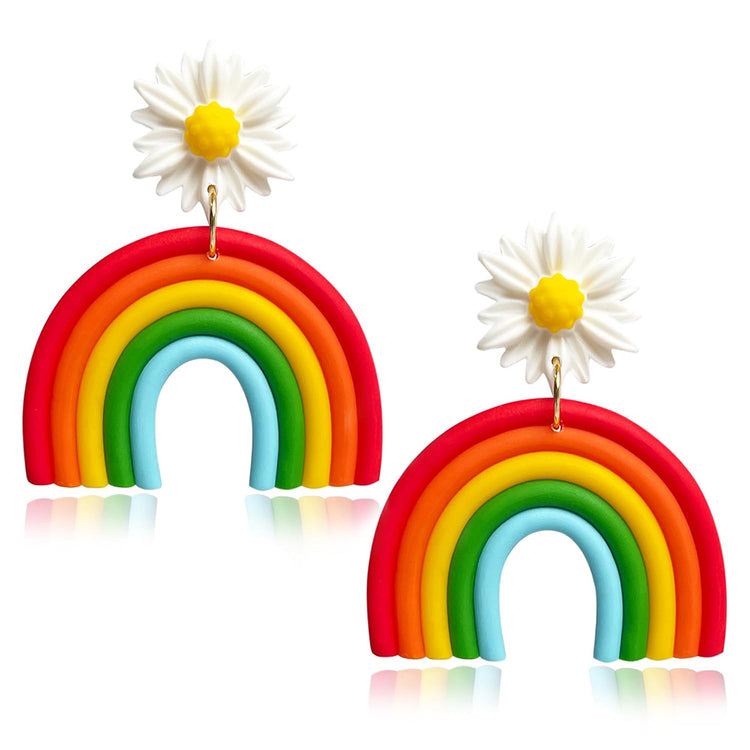Handmade Rainbow Daisy Earrings
