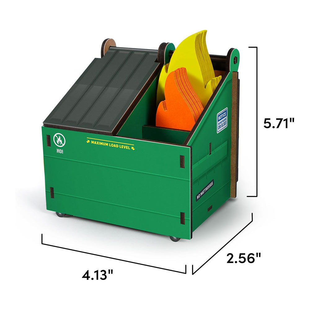 Desk Dumpster Pencil Holder with Flame Note Cards