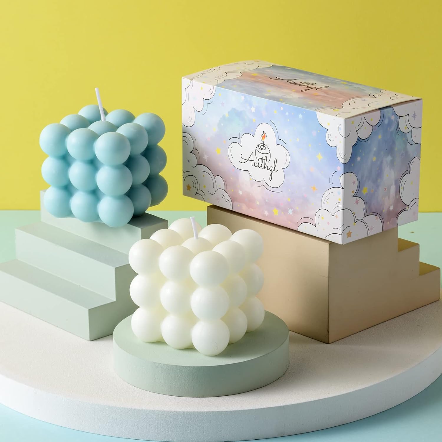 Bubble Cube Candles Set of 2