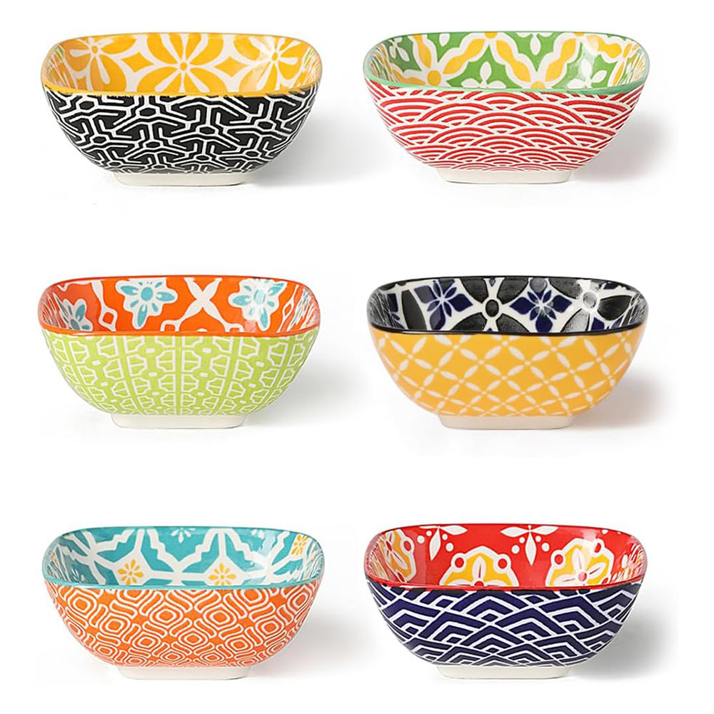 Small Square Ceramic Dipping Bowls Set of 6