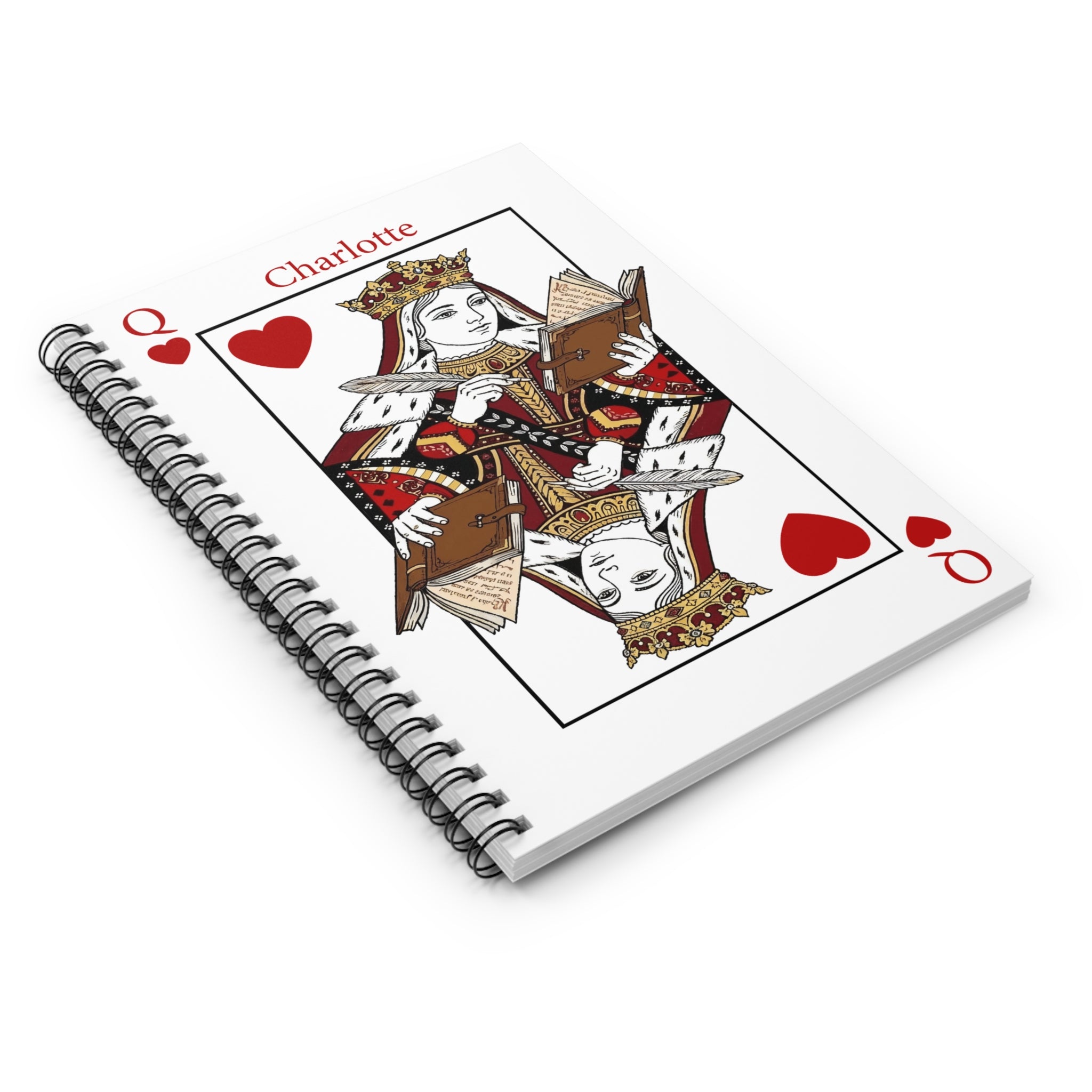Personalized Queen of Hearts Spiral Notebook