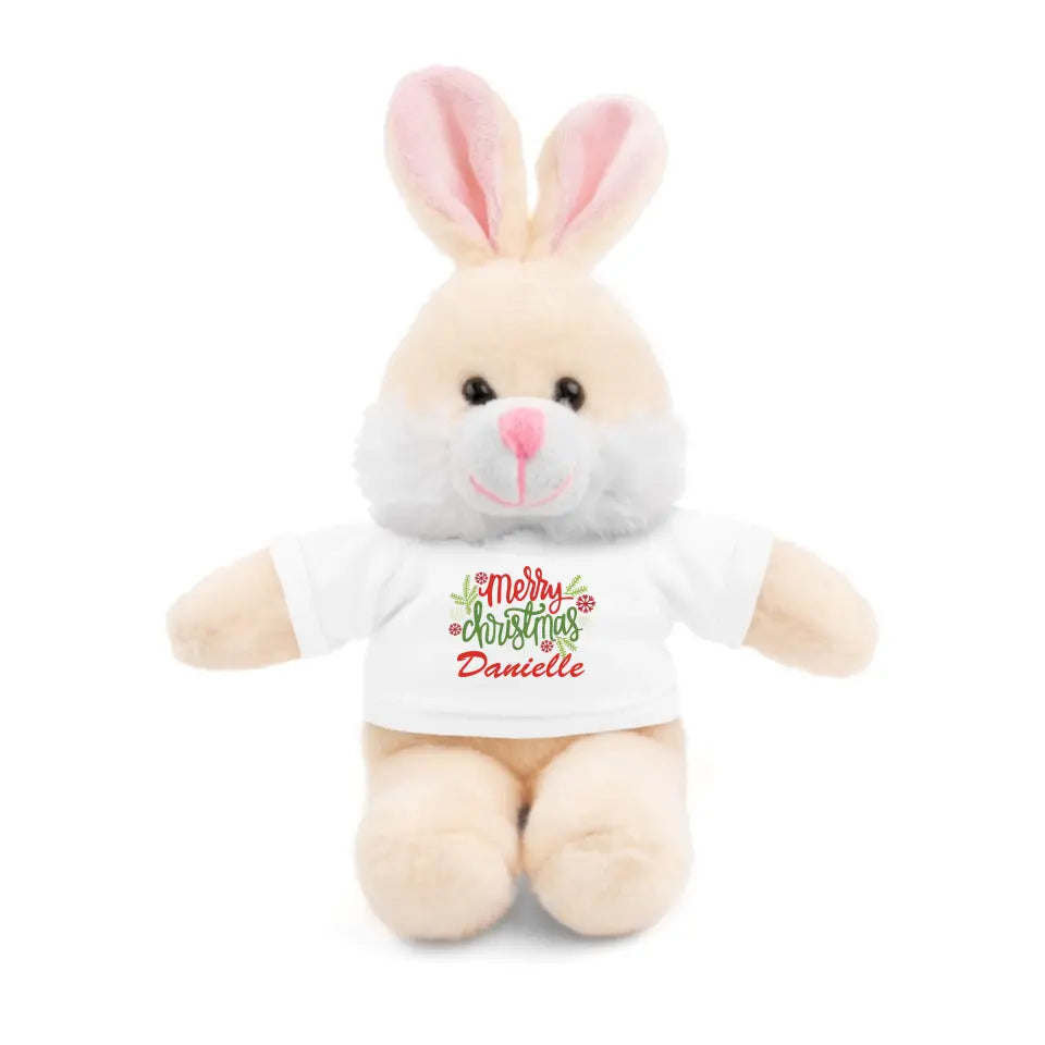 Merry Christmas Personalized Stuffed Animals with Tee