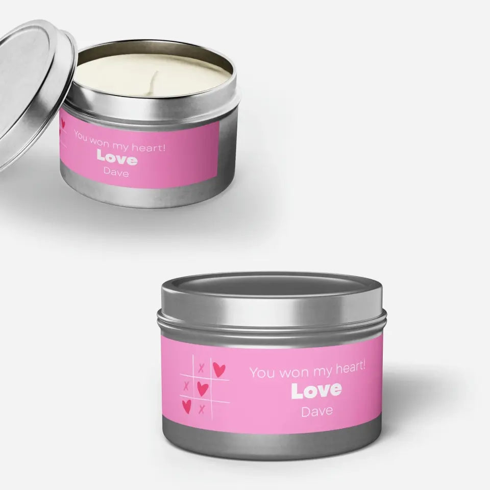 Personalized Tin Candle You Won My Heart