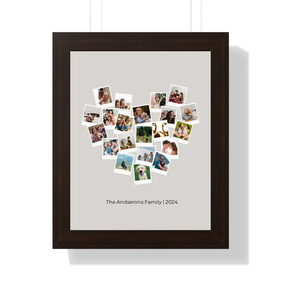 Personalized Heart-Shaped Polaroid Photo Collage Poster