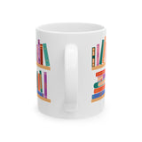 Cat on Bookshelf Coffee Mug