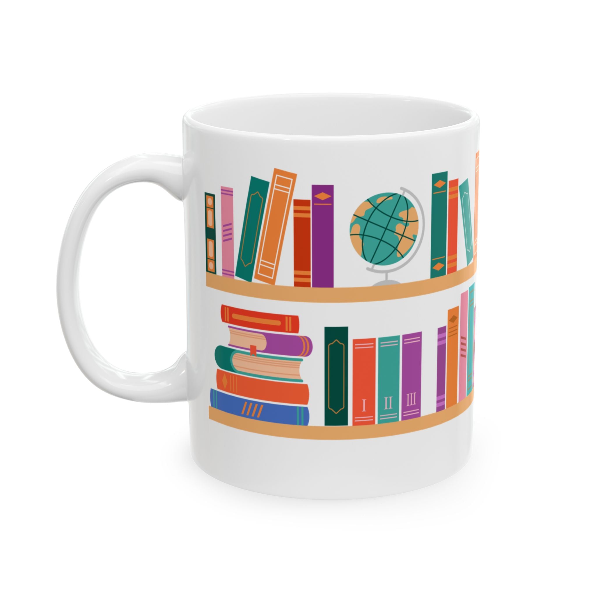 Cat on Bookshelf Coffee Mug