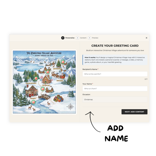 Animi Quest - Personalized Interactive Greeting Card - The Christmas Village Adventure