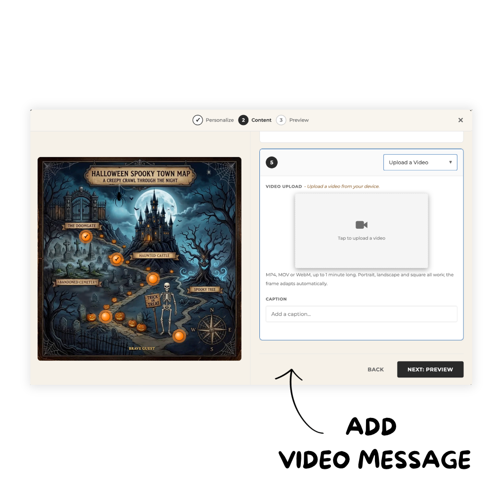 Animi Quest - Personalized Interactive Greeting Card - Halloween Spooky Town