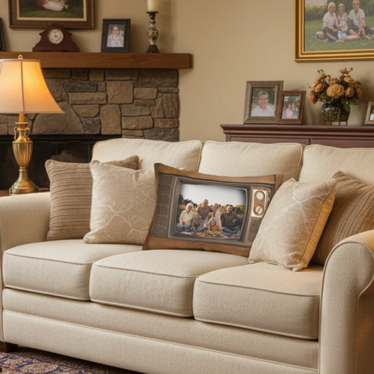 Personalized Vintage Television Throw Pillow
