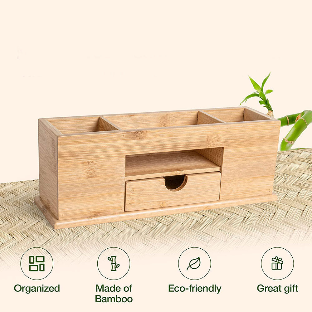 Small Bamboo Caddy Desk Organizer