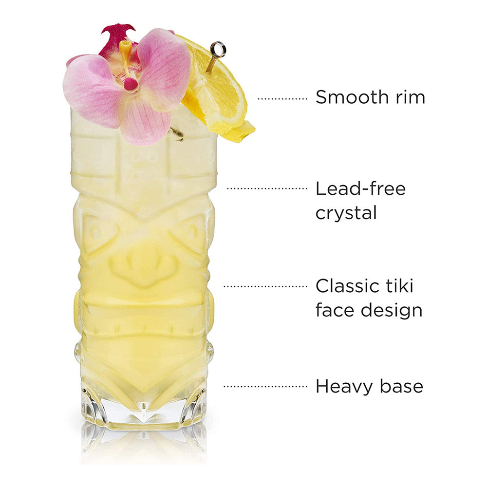 Crystal Tiki Tall Cocktail Glasses Set of 2