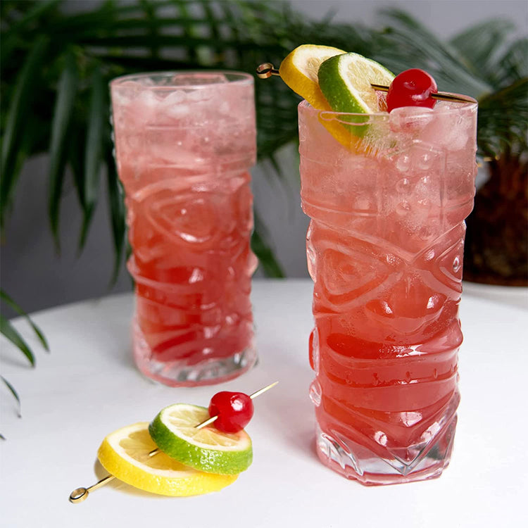 Crystal Tiki Tall Cocktail Glasses Set of 2